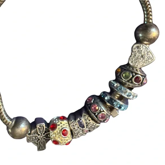 Vintage Unique Sterling Silver 7 3/4” Slider Charm Bracelet Distinct Design - Picture 4 of 5